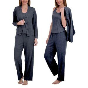 Live 2 Lounge Women's L 3-Piece Loungewear Set Navy Includes Cardigan n1227